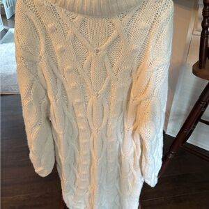 Cozy Cable Knit Turtleneck Sweater Dress